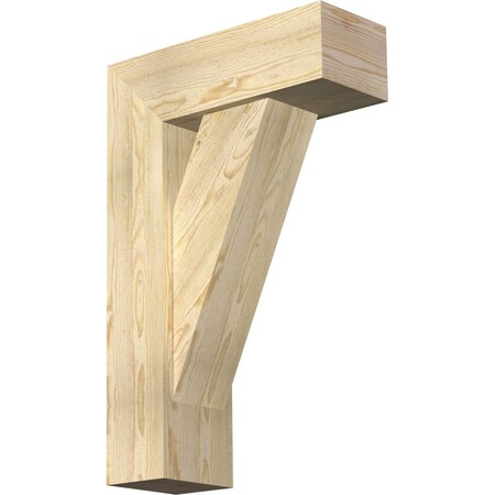 Ekena Millwork Traditional Block Rough Sawn Bracket w/ Offset Brace, Douglas Fir, 8"W x 22"D x 34"H BKT0806X22X34TRA05RDF